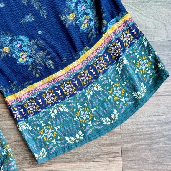 Mudd Boho-Inspired Navy Floral Wide-Leg Halter Jumpsuit – Size XS - Picture 6 of 9